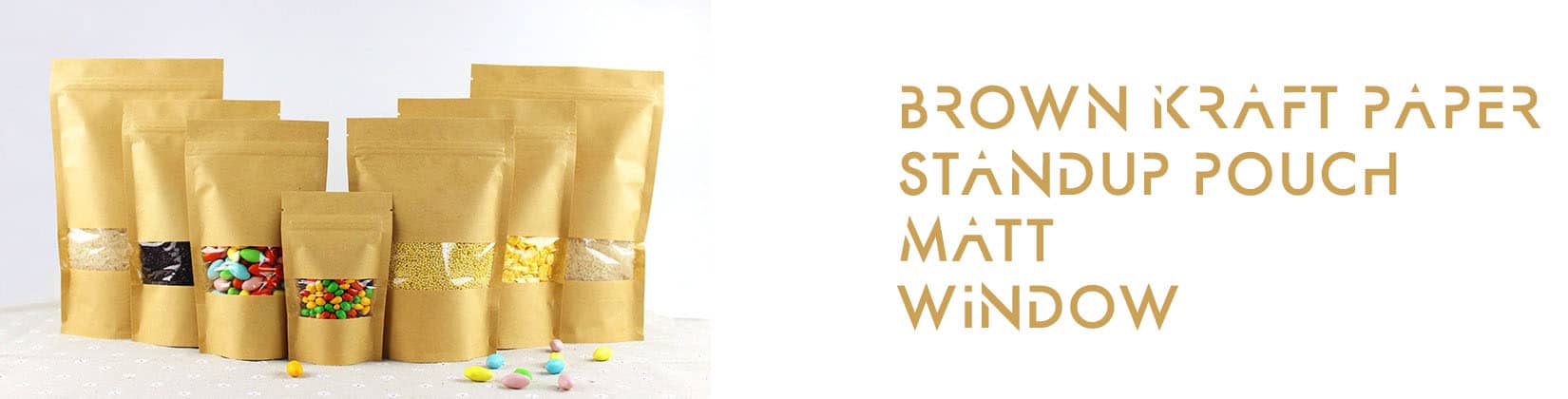 brown kraft paper standup pouch matt window