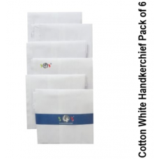 Handkerchief White Cotton Striped Pack of 6