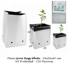 Grow Bags White Plain 24x24x40 cm Pack of 10
