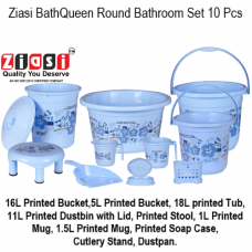 Ziasi BathQueen Round Bathroom Set 10 Pcs Blue