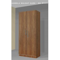 2 Door Plywood Wardrobe, Color Angola Walnut Dark Super Gloss