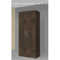 2 Door Plywood Wardrobe, Color Sober Dark Walnut Super Gloss