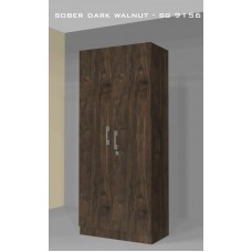 2 Door Plywood Wardrobe, Color Sober Dark Walnut Super Gloss