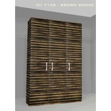 3 Door Plywood Wardrobe, Color Brown Smoke