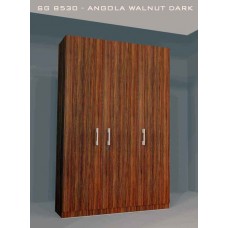 3 Door Plywood Wardrobe, Color Angola Walnut Dark Super Gloss