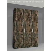3 Door Plywood Wardrobe, Color Russet Chestinut Super Gloss