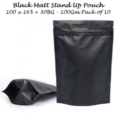 Black Matt Stand up Pouch 100x165+30 BG 100g Pack of 10