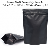 Black Matt Stand up Pouch 100x165+30 BG 100g Pack of 20