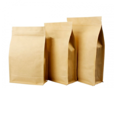 Brown Kraft Paper Flat Bottom Stand up Pouch 120x220+30mm 250g Pack of 25 Foil Liner