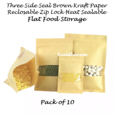 Brown Kraft Paper Pouch with Zipper/ Clear Window 180X260 MM