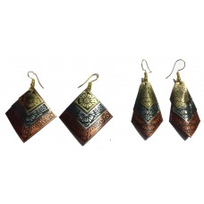 Stylish 3 color Patra Afghani Earrings for girls 2 Pair Alloy, Metal Drops & Danglers - A