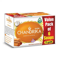 Chandrika Sandal & Saffron Glow Soap, 75g (Pack of 6)