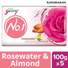 Godrej No 1 Rose Water & Almond Soap 100g Pack of 5