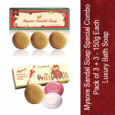 Mysore Sandal Soap Special Combo Luxury Bath Soap Pack of 3 + 3