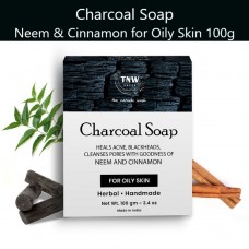 TNW-THE NATURAL WASH Handmade Charcoal Soap For Blackheads & Acne With Neem & Cinnamon 100g