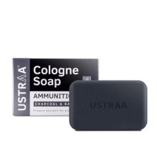 Ustraa Ammunition Cologne Soap for men with Charcoal &  Bay Leaf, 125 gm, Pack of 3