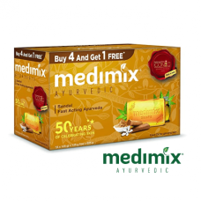 Medimix Ayurvedic Sandal Bathing Bar Soap, 125 g (4 + 1 Offer Pack)