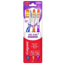 Colgate ZigZag Anti-Bacterial Toothbrush Soft 3 pcs