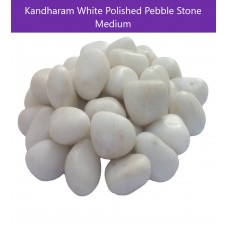 Aquarium / Garden Decor White Medium Size Polished Marble Pebbles Stone Aquarium Substrate 1Kg - Kandharam™