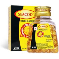 Seacod Cod Fish Liver Oil 100 softgel Capsules with Natural Omega3