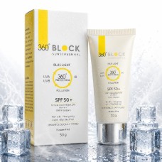 360° Block Sunscreen Gel SPF 50+ PA+++ | Blue Light, IR, UVA & UVB Protection | Water Resistant | 50g 360° Block Sunscreen Gel SPF 50+ PA+++ | Blue Light, IR, UVA & UVB Protection | Water Resistant | 50g