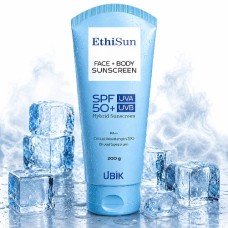 EthiSun Face + Body Hybrid Sunscreen SPF 50+ PA++ | Broad Spectrum UVA/UVB Protection | Critical Wavelength 370nm | 200g EthiSun Face + Body Hybrid Sunscreen SPF 50+ PA++ | Broad Spectrum UVA/UVB Protection | Critical Wavelength 370nm | 200g