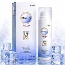 Rivela Sunscreen Lotion SPF 50 Broad Spectrum with Vitamin E & Liquid Crystal Technology 50ml Rivela Sunscreen Lotion SPF 50 Broad Spectrum with Vitamin E & Liquid Crystal Technology 50ml