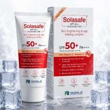 Solasafe SPF 50+ Sunscreen Gel | PA+++ Broad Spectrum UVA & UVB Protection | Skin Brightening & Age Defying Complex | Vitamin C & Vitamin E | 50g Solasafe SPF 50+ Sunscreen Gel | PA+++ Broad Spectrum UVA & UVB Protection | Skin Brightening & Age Defying Complex | Vitamin C & Vitamin E | 50g