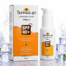 Sunniza 40 Sunscreen Lotion SPF 40+ | Broad Spectrum UVA, UVB, IR & HEVL Protection | Anti-Tanning | Superior Moisturization | 50ml