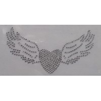 Heartin with wings Rhinestone Hotfix Iron on Clothes 