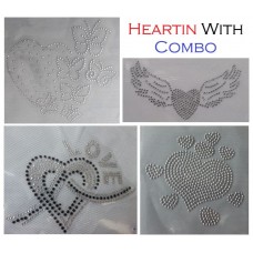 Heartin Combo Love Butterfly Wings Cluster Rhinestone Black Stud Stickers Hotfix Iron on Clothes
