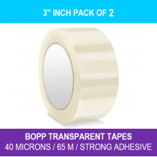Cello tape cellophane tape Transparent 3 inch 65M Pack of 2