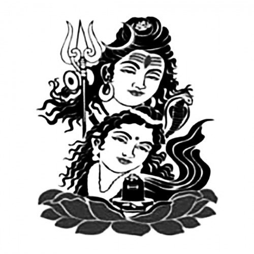 Shiva with Parvathi Black Temporary Tattoo Stickers