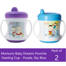 Morisons Baby Dreams Poochie Feeding Cup - Purple, Sky Blue Pack of 2