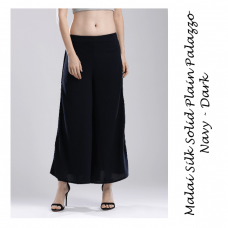Malai Silk Solid Plain Palazzo Dark Navy Malai Silk Solid Plain Palazzo Dark Navy