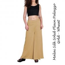 Malai Silk Solid Plain Palazzo Gold Wheat Malai Silk Solid Plain Palazzo Gold Wheat