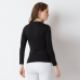 Women Round Neck Black T-Shirt Full Sleeve Side Tape XL