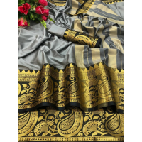 VINETRA Cotton Silk No Pattern Jacquard Saree - Grey VINETRA Cotton Silk No Pattern Jacquard Saree - Grey