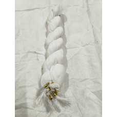 Lycra Tassel Lace Border Solid, Plain Dupatta 2 m, White