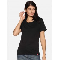 Cotton Solid T-Shirt's for Women - Black Pack of 1 XL